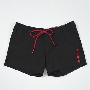 O'Neill Women's Black Red Athletic Shorts Drawstring Pockets Stretch Size Medium